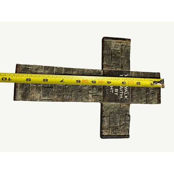 Decorative Stone-Look Cross Wall Hanging "We Walk By Faith Not By Sight" 2 Cor. - Picture 4 of 9